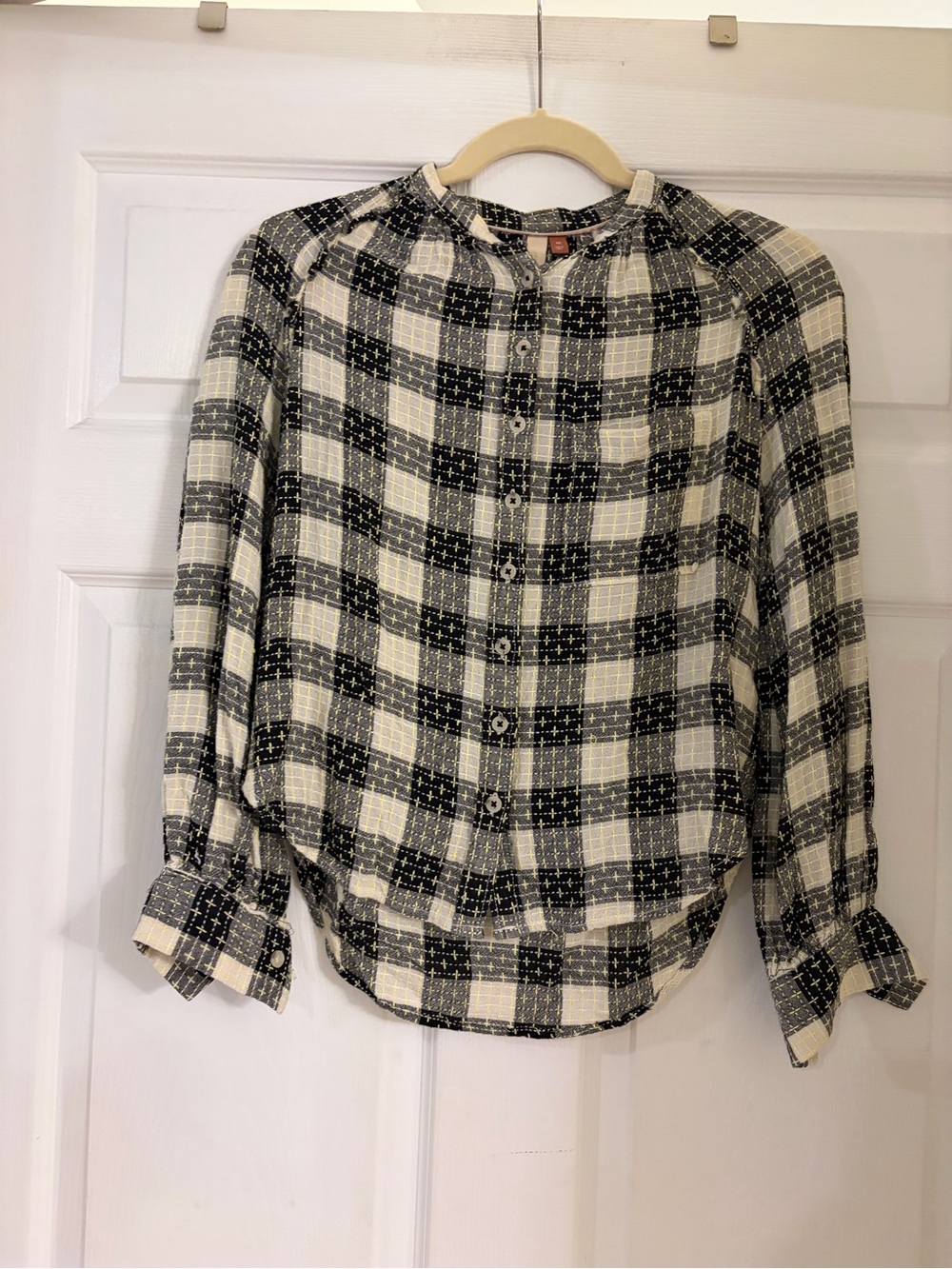Pilcro and the Letterpress Anthropologie Embroidery Check Button down shirt XS